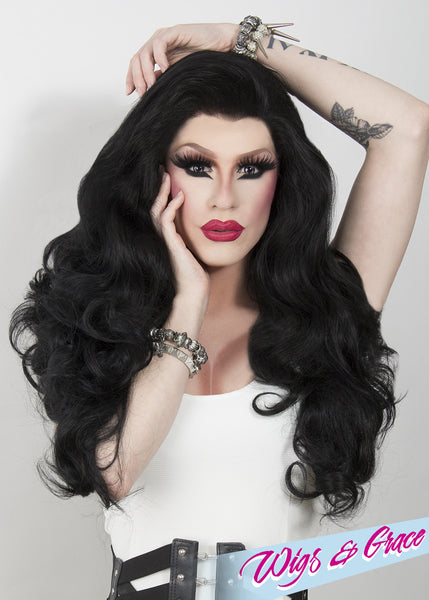 RAVEN BLACK FATIMA - Wigs and Grace , drag queen wig, drag queen, lace front wig, high quality wig, rupauls drag race wig, rpdr wig, kim chi wig