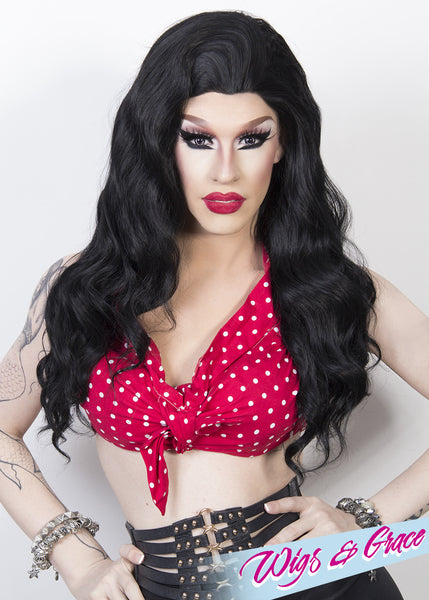 RAVEN BLACK GABRIELLE - Wigs and Grace , drag queen wig, drag queen, lace front wig, high quality wig, rupauls drag race wig, rpdr wig, kim chi wig