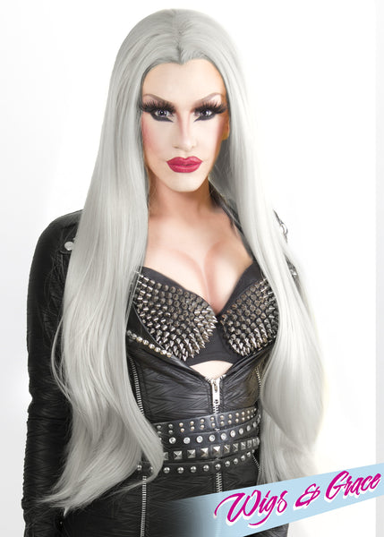 SILVER DONATELLA - Wigs and Grace , drag queen wig, drag queen, lace front wig, high quality wig, rupauls drag race wig, rpdr wig, kim chi wig
