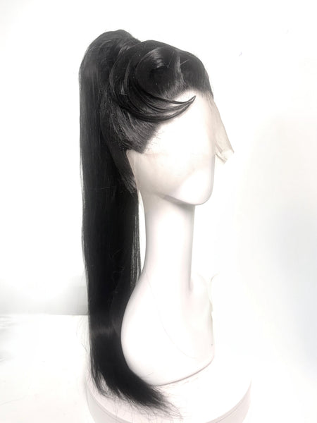 RAVEN BLACK SCULPTED PONY PRE-STYLED WIG