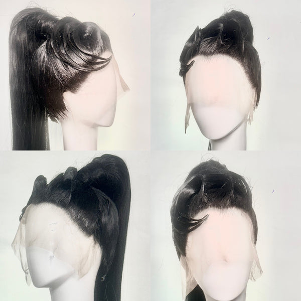 RAVEN BLACK SCULPTED PONY PRE-STYLED WIG