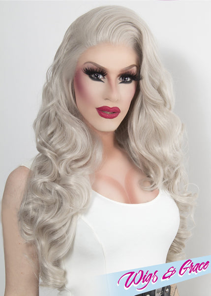 SILVER FATIMA - Wigs and Grace , drag queen wig, drag queen, lace front wig, high quality wig, rupauls drag race wig, rpdr wig, kim chi wig